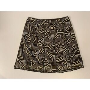H&M Mesh Mini Skirt XS Brown Wavy Abstract Zebra Print Cyber Grunge Y2K Festival